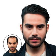 Hair system before and after transformation