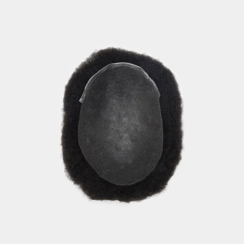 Afro Skin hair system for men, thin skin base with tight afro curls, feature shot